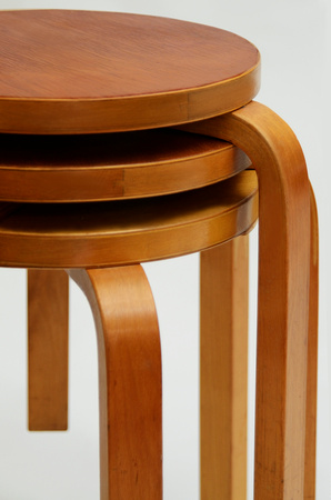 Alvar Aalto, classic stacking stools in birch